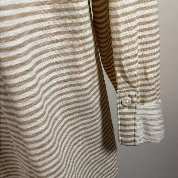 Women’s White & Brown  Blouse 3/4 Sleeve Croft And Barrow, Size L - Picture 7 of 11